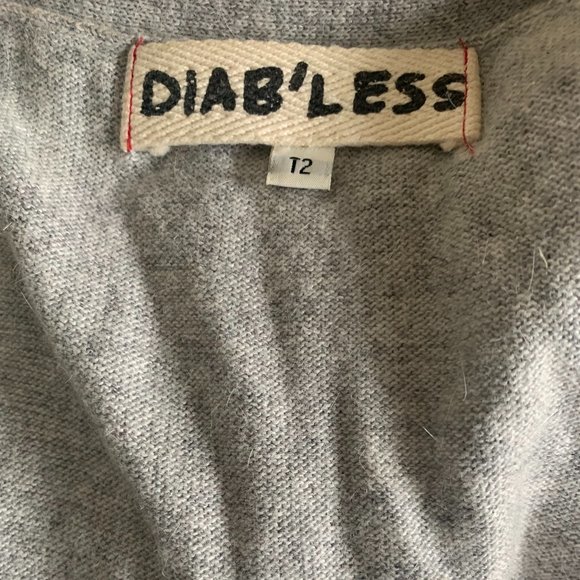 DIAB'LESS. . Heather Gray Button Down Sleeveless Sweater Vest with Side Ties - Picture 10 of 10